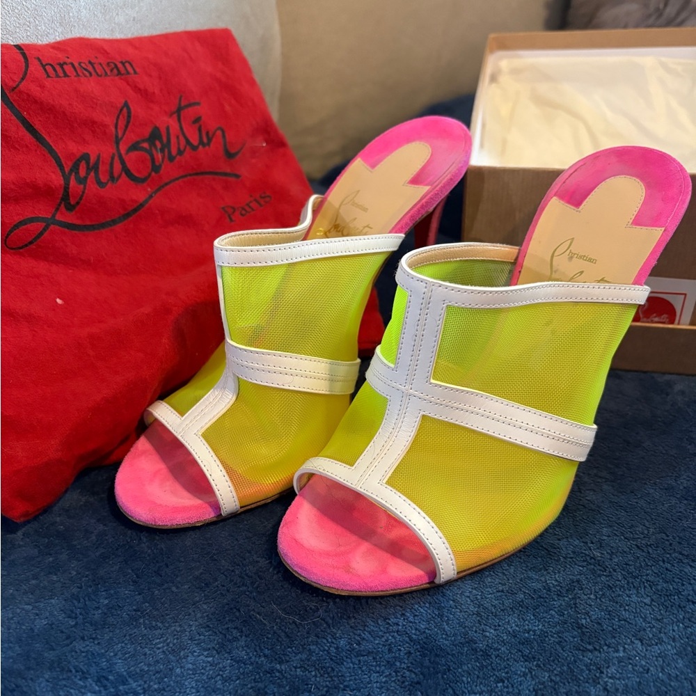 Christian Louboutin neon mules